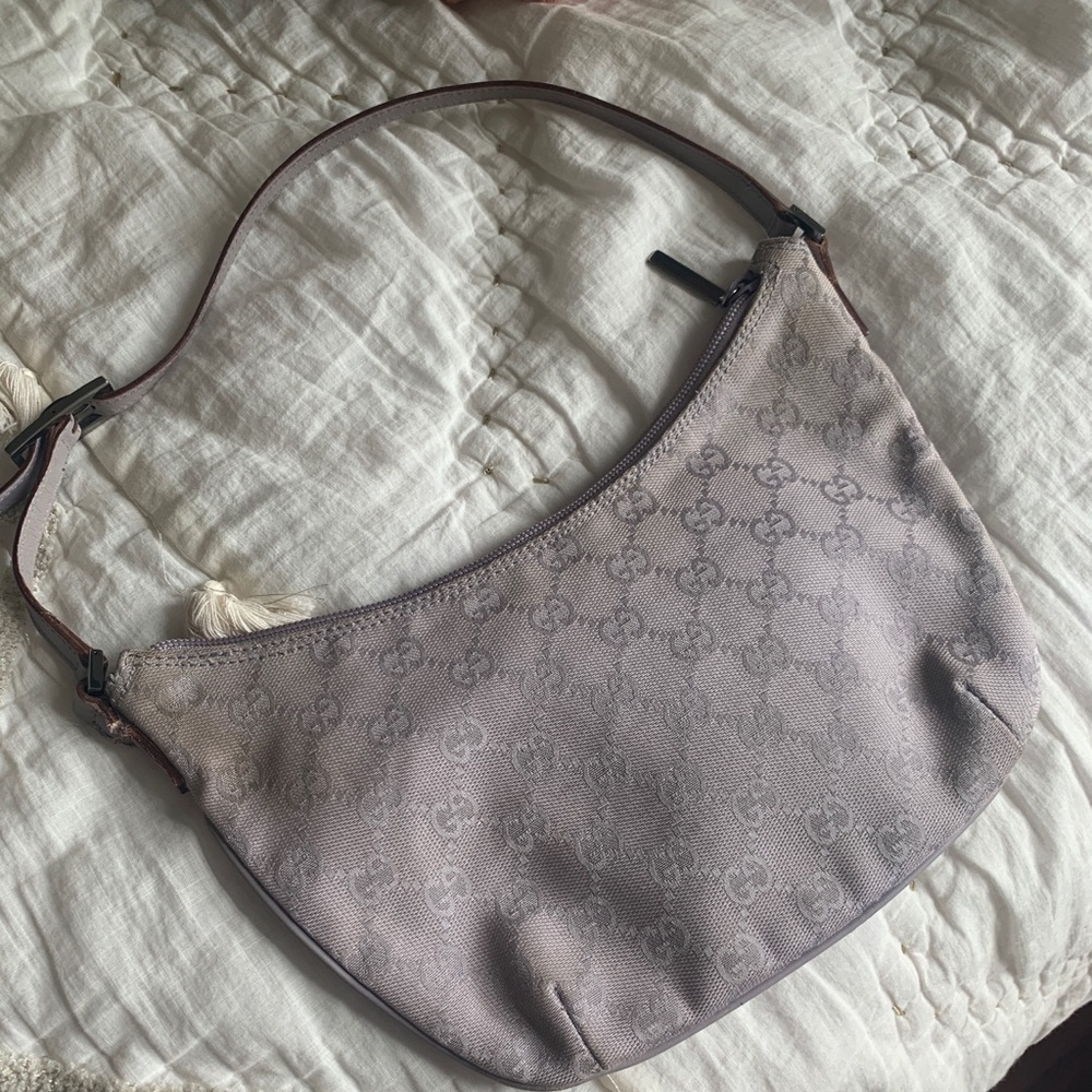 Small lavender canvas and leather Gucci bag